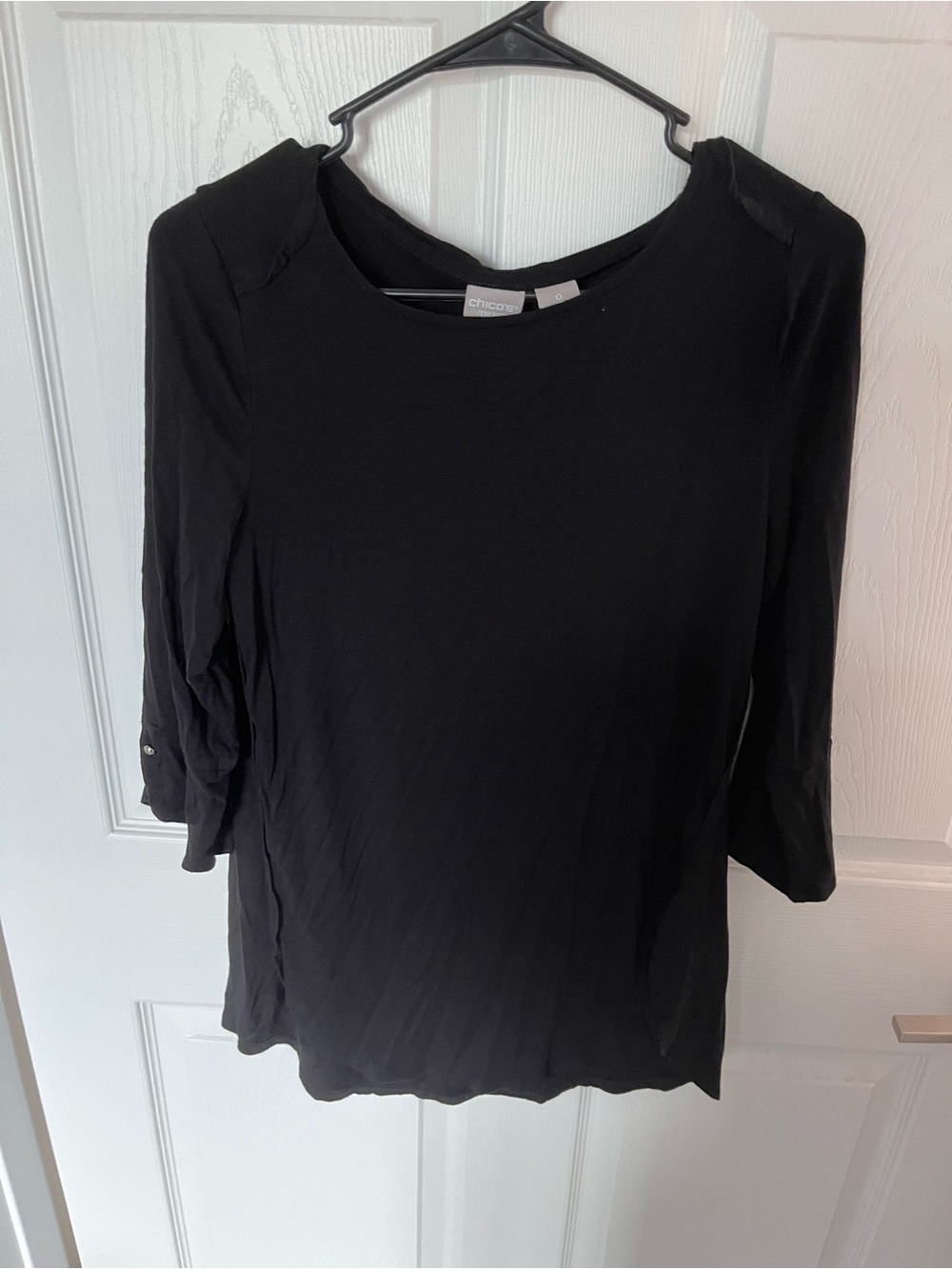 Chico's Black 3/4 Sleeve Scoop Neck Blouse
